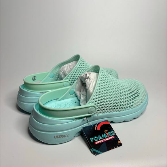 Skechers Foamies Gowalk 5 Sea Scape Clogs in Turquoise - Picture 3 of 9